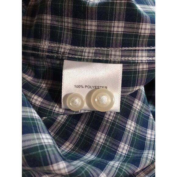 Peter Millar Shirt Men's Extra Large Summer Comfort Green Navy Button Front Long - Picture 7 of 8